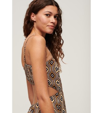Superdry Brown long dress with transparent back