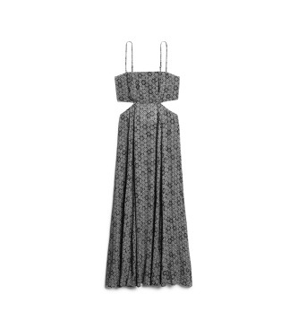 Superdry Langes Kleid mit transparentem Rcken schwarz