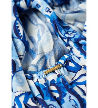 Superdry Blauwe jurk met geknoopte bandjes op de rug
