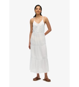Superdry Dolga bela obleka brez naramnic Ibiza
