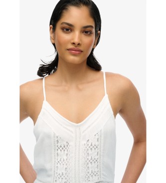 Superdry Dolga bela obleka brez naramnic Ibiza