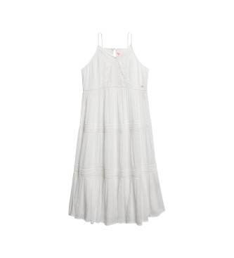 Superdry Dolga bela obleka brez naramnic Ibiza
