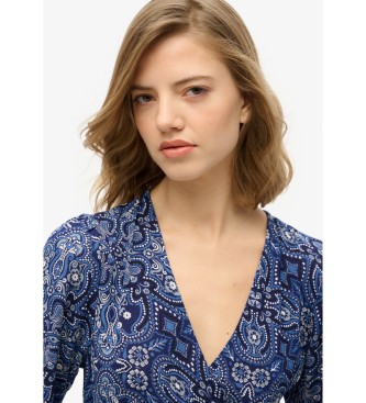 Superdry Crossover midi-jurk met marineprint