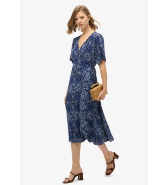 Superdry Crossover midi-jurk met marineprint