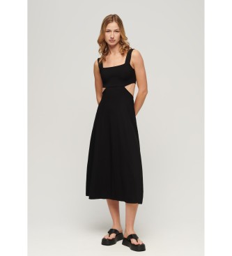 Superdry Dzianinowa sukienka midi z wycięciem w kolorze czarnym