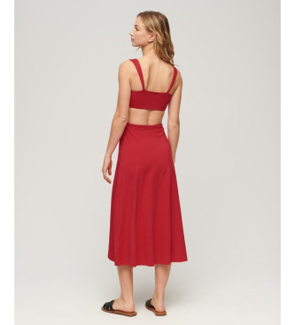 Superdry Knitted midi dress with red cut-out design
