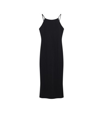 Superdry Gebreide midi-jurk met kant op de rug in zwart