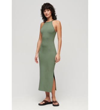 Superdry Knitted midi dress with green lace at the back