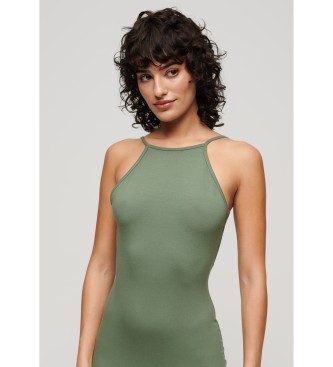 Superdry Knitted midi dress with green lace at the back