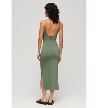 Superdry Vestido midi de malha com renda verde nas costas