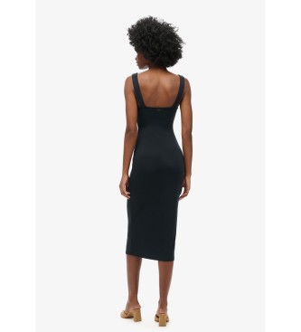 Superdry Knitted midi dress with black square neckline