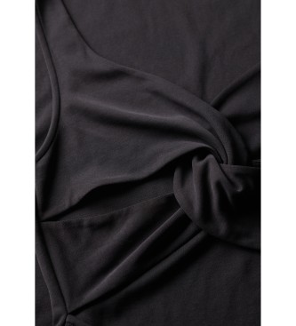 Superdry Pletena midi obleka s črnim križnim hrbtom