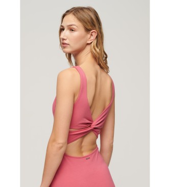 Superdry Knitted midi dress with pink criss-cross back