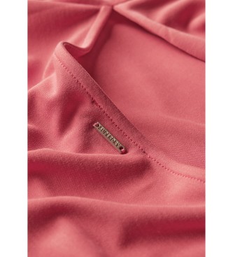 Superdry Vestido midi de malha com costas cruzadas cor-de-rosa