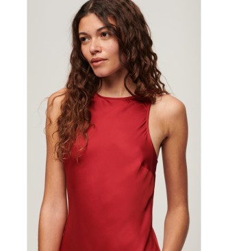 Superdry Satin midi dress with red olympic back
