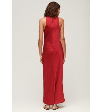 Superdry Satin midi dress with red olympic back