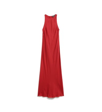 Superdry Satynowa sukienka midi z czerwonymi olimpijskimi plecami