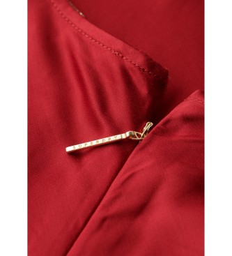 Superdry Vestido midi de raso con espalda olmpica rojo