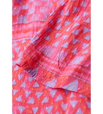 Superdry Pinkfarbenes bedrucktes Midikleid mit Cut-Out-Muster