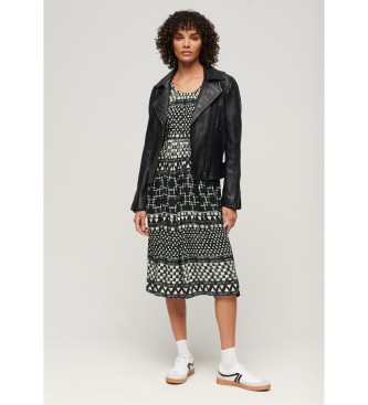 Superdry Printed midi dress with black cut-out design
