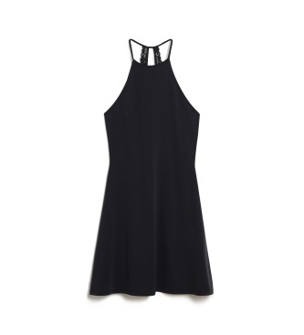 Superdry Zwart mini-jurkje met zwarte gebreide jurk met volant