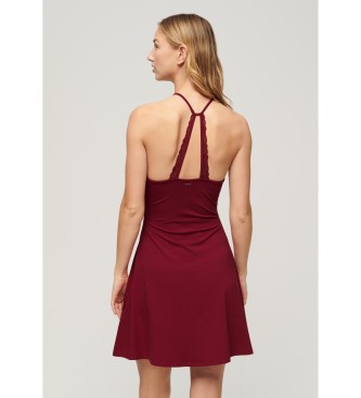 Superdry Red mini knitted dress with flounced waistband