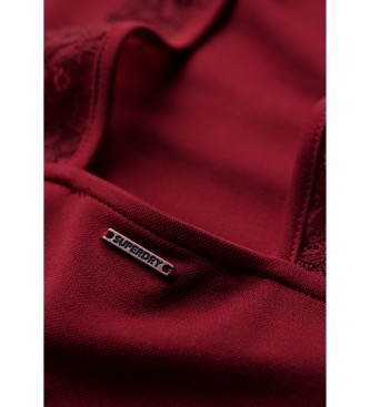 Superdry Minivestido de malha vermelho com cintura franzida