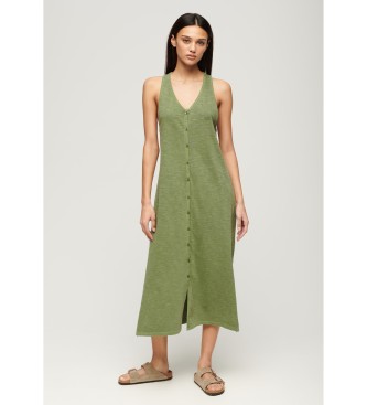 Superdry Vestido de praia midi de malha verde