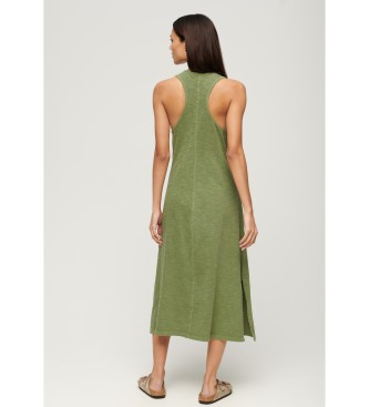 Superdry Vestido de praia midi de malha verde