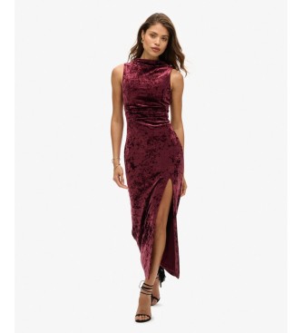 Superdry Bordeauxrotes Samtkleid