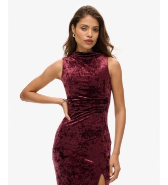 Superdry Bordeauxrotes Samtkleid