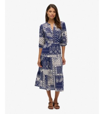 Superdry Blaues Woven Stufenkleid