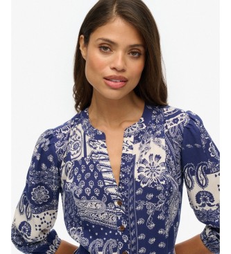 Superdry Blaues Woven Stufenkleid