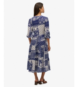 Superdry Blaues Woven Stufenkleid