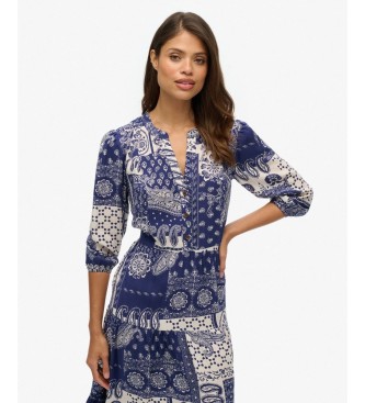 Superdry Blaues Woven Stufenkleid