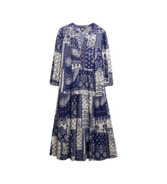 Superdry Blaues Woven Stufenkleid