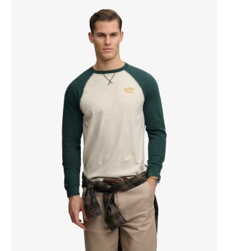 Superdry Vintage Athletic Baseball T-shirt beige, groen
