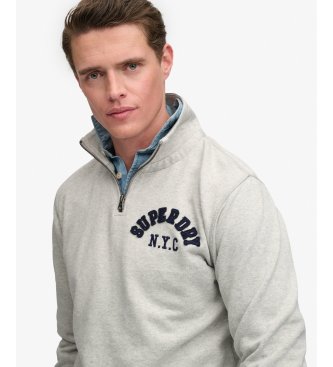 Superdry Vintage Athletic Half Zip grå sweatshirt