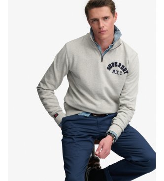 Superdry Vintage Athletic Half Zip grå sweatshirt