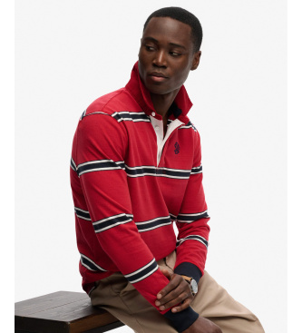 Superdry Polo Vintage Athletic Stripe Rugby rot