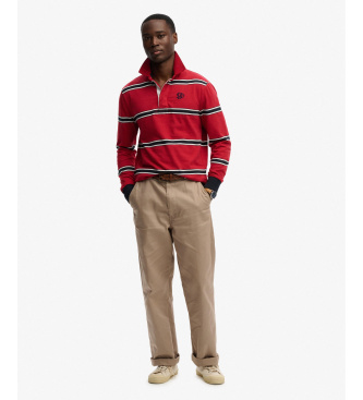 Superdry Polo Vintage Athletic Stripe Rugby rot