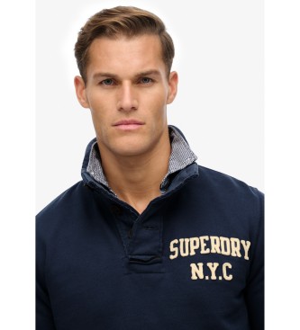 Superdry Vintage Athletic Half Button Sweatshirt navy
