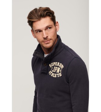 Superdry Felpa Henley vintage atletica blu scuro