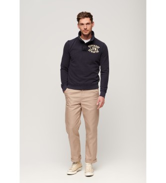 Superdry Vintage Athletic Henley marine sweatshirt