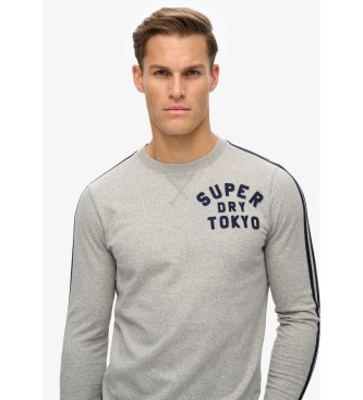 Superdry Vintage Athletic gestreept t-shirt met lange mouwen grijs