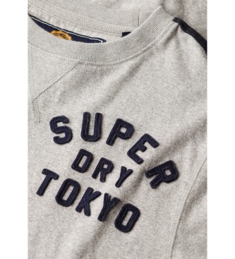 Superdry T-shirt de manga comprida s riscas cinzenta Vintage Athletic