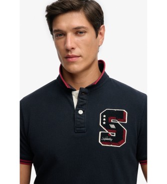 Superdry Vintage Athletic Patch navy polo shirt