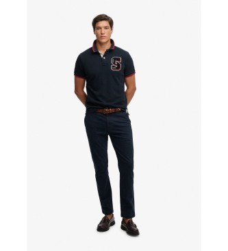 Superdry Vintage Athletic Patch navy polo shirt
