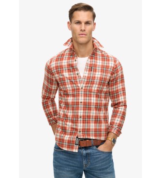 Superdry Camisa de algodo orgnico axadrezado vintage laranja