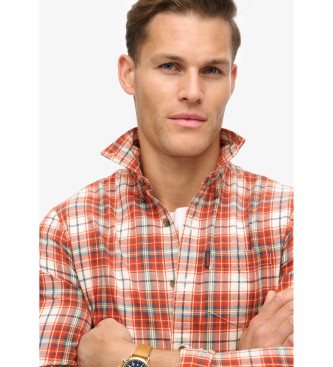 Superdry Orange vintage checkered organic cotton shirt